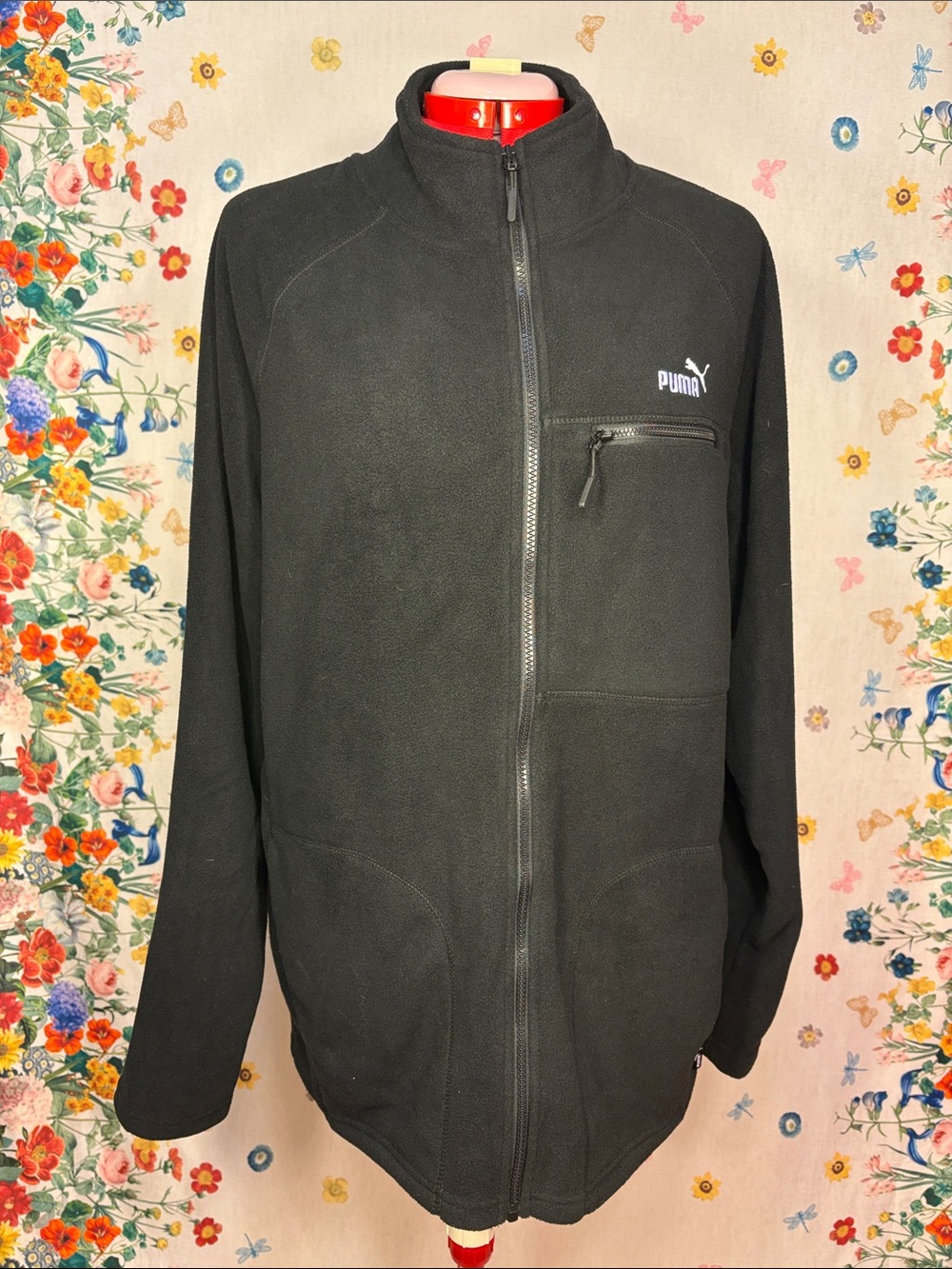 Puma - Black Full-Zip Fleece Jacket w/ Chest Pocket Workout Athleisure Comfy NWT